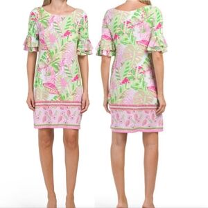 Pappagallo Erika Flutter Sleeve Tropical Mini-dress